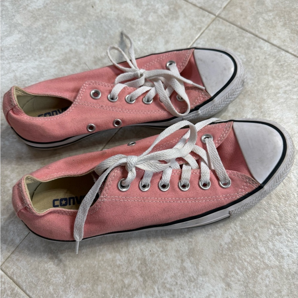 Converse Pink Low-Top Canvas Sneakers with White Laces
